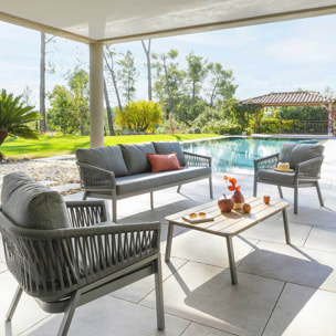 Salon de jardin "Oriengo" anthracite & graphite 5 places en aluminium traité époxy