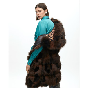 Gilet a pelo lungo con interno stampato