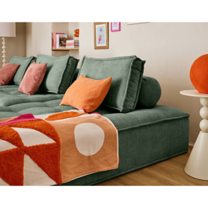 Marisol - canapé d'angle modulable 4 places - velours texturé - Vert