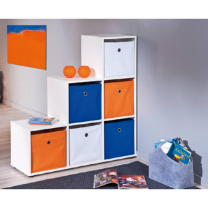 Libreria a 6 scomparti in laminato bianco, 105 x 33 x 109 cm.