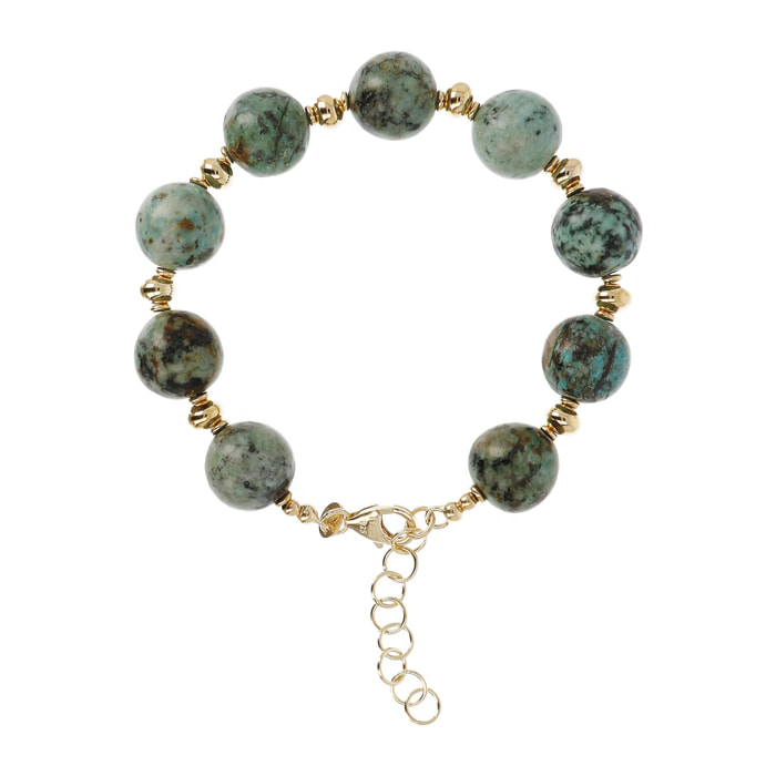 Bracciale in Argento 925 placcato Oro Giallo 18kt con Sfere in Azzurrite