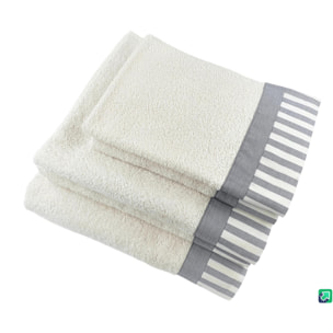 Set Spugna AMALFI 5 Pezzi: 2 Viso+2 Ospite + 1 Telo Bagno - 450 gr/m² - 100% Puro Cotone