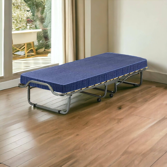 Letto pieghevole Antonietto, Brandina con rete 15 doghe, Materasso incluso, Lettino salvaspazio, 100% Made in Italy, 80x190h39 cm