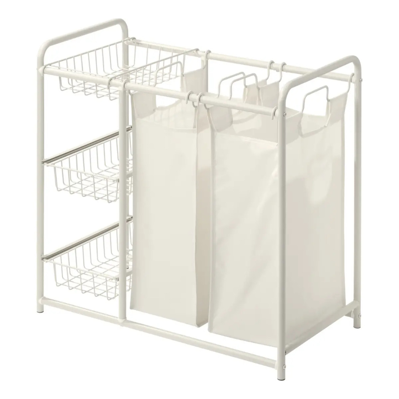 Panier à linge 2 compartiments de 45L Linea blanc