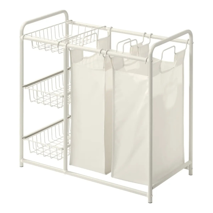 Panier à linge 2 compartiments de 45L Linea blanc