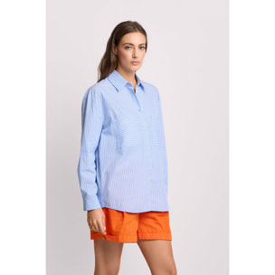 Kocca - Camicia in cotone a righe stile menswear Donna, Righe, Colletto di camicia