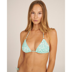 Top de bikini triángulo cortina con estampado de flores