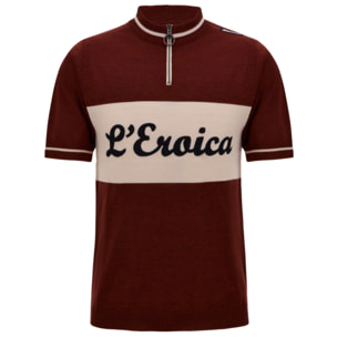 Eroica Vino - Maglia Lana Maniche Corte - Bordeaux - Uomo