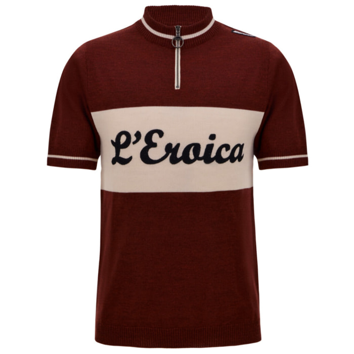 Eroica Vino - Maglia Lana Maniche Corte - Bordeaux - Uomo