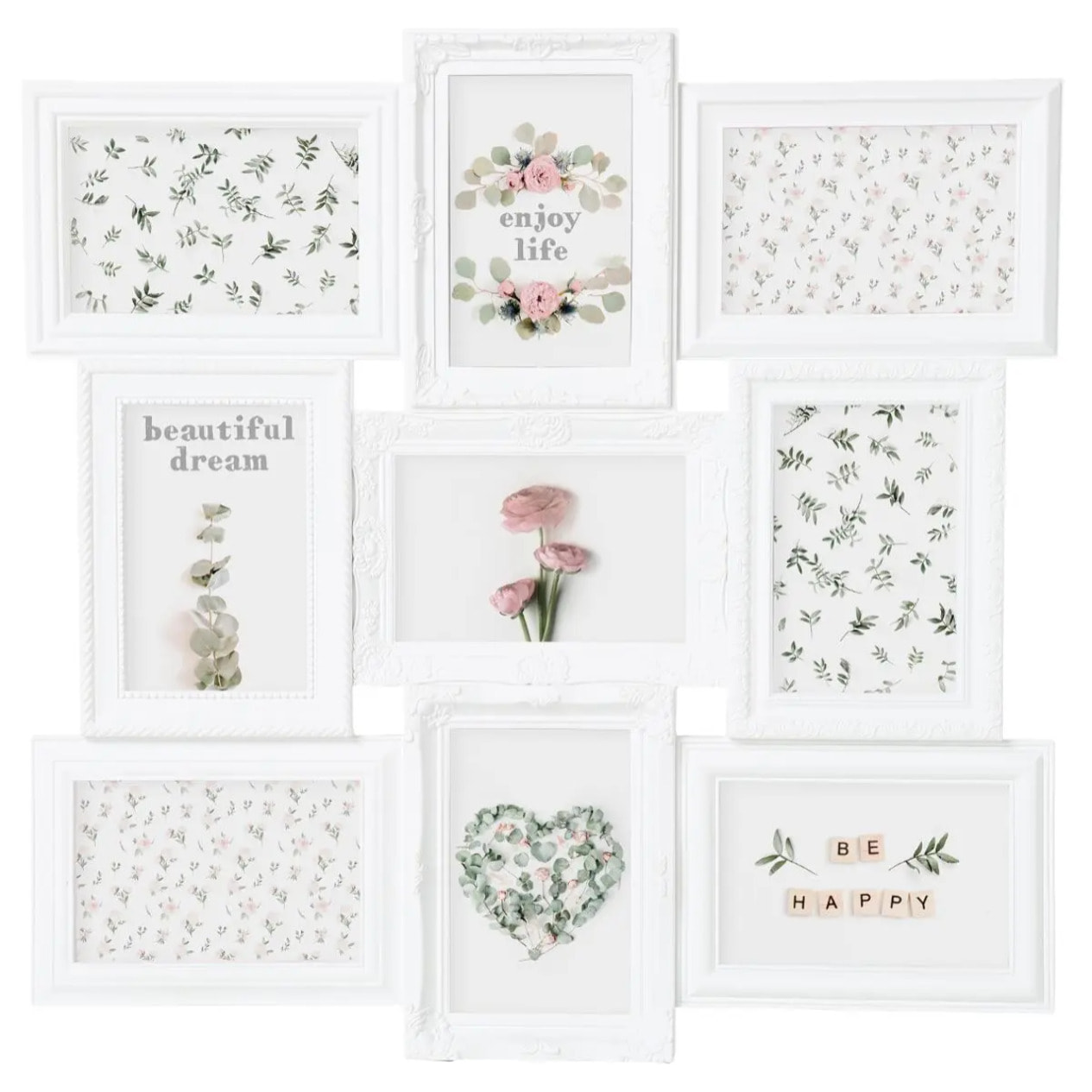 Pêle-mêle "Suzy" blanc résine 9 photos