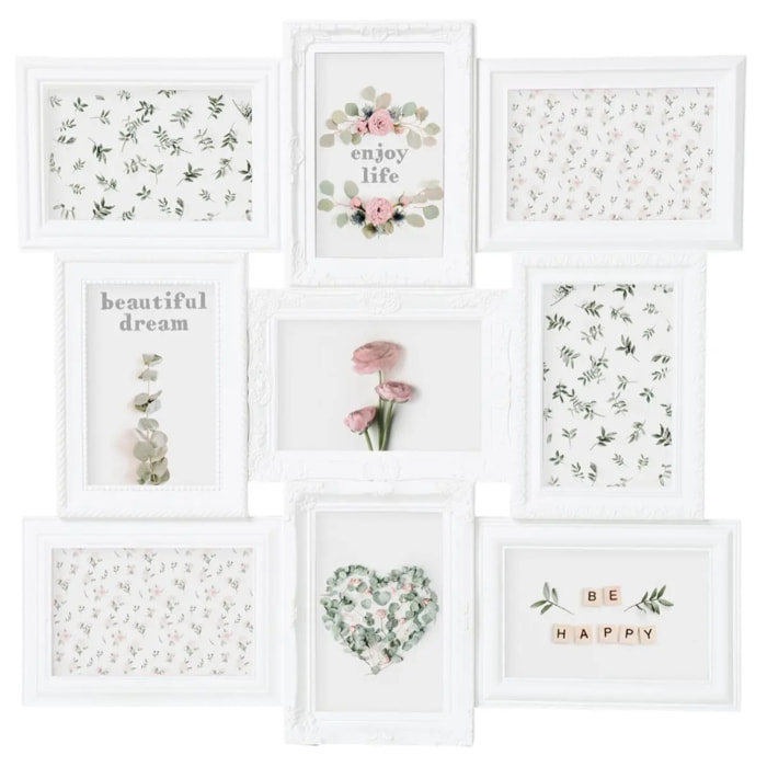 Pêle-mêle "Suzy" blanc résine 9 photos