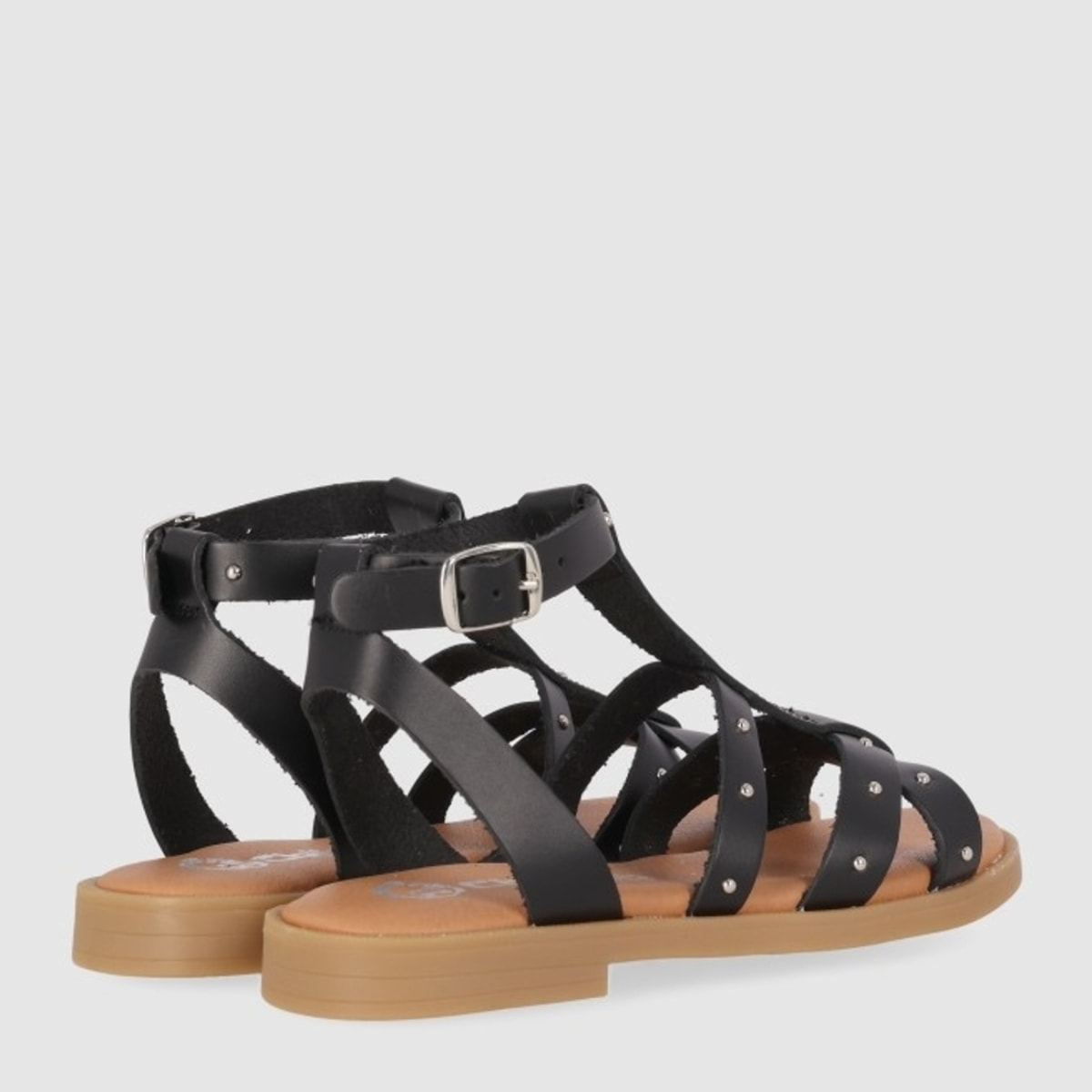 Sandalias de Piel - Negro - Tacón: Bajo