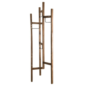 SIXTINE - Portemanteau marron 3 'ventaux' teck recyclé et métal