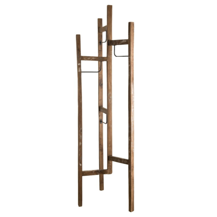 SIXTINE - Portemanteau marron 3 'ventaux' teck recyclé et métal