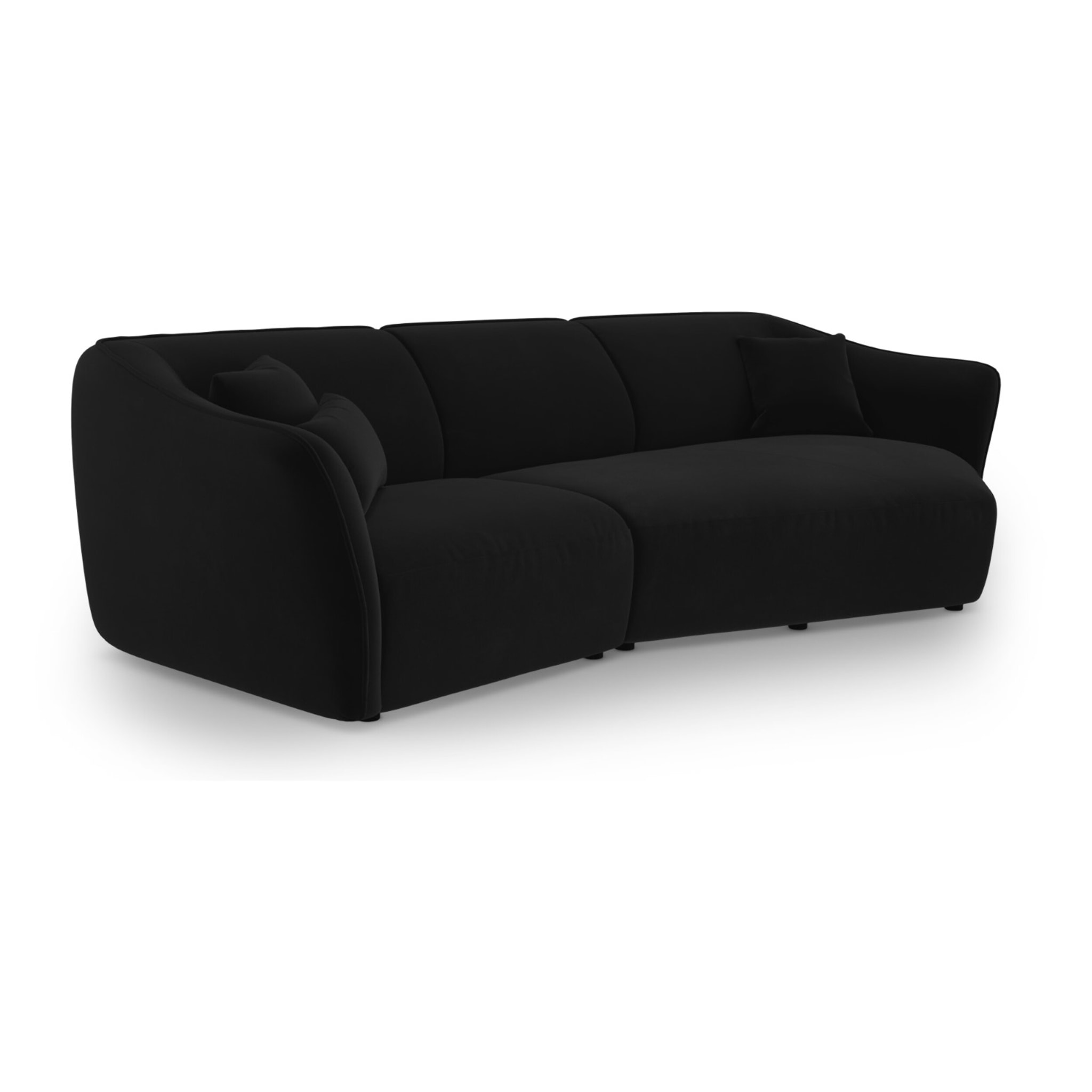 Canapé d'angle droit modulable "Tokyo" 5 places en velours noir