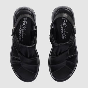 Sandalias de Piel - Negro - Tacón: 4 cm