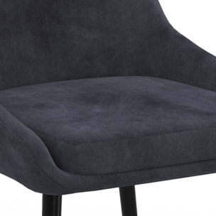 Chaises Olivia velours gris foncé pieds métal - lot de 6