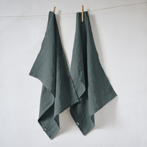 Lot de 2 essuie-mains "Soline" 50 x 70 cm Lin lavé - Couleur: Soline Ardoise