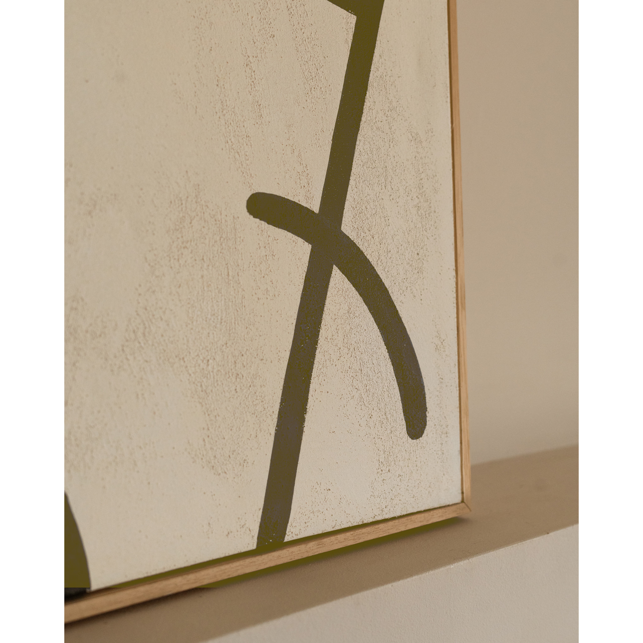Cuadro beige y verde decorativo sobre algodón con bastidor de madera pintado a mano con pintura al óleo en varias medidas