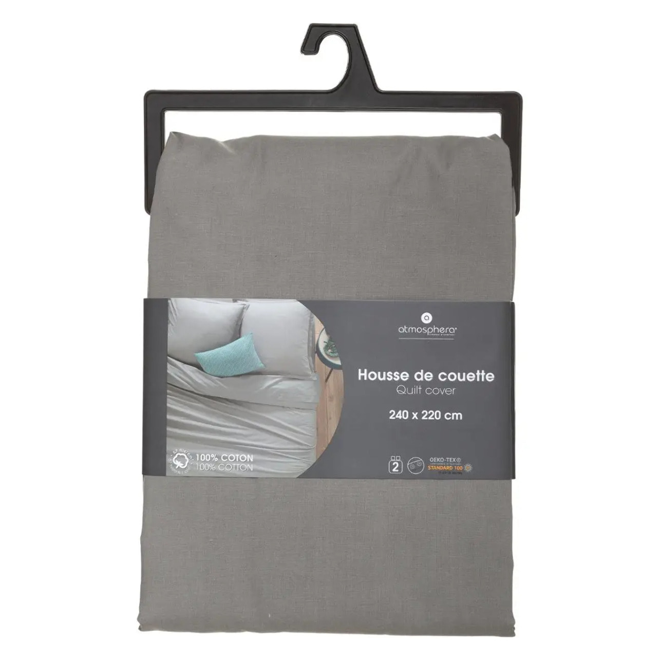 Housse de couette "Carina" coton gris souris 240x220cm