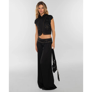 Top de satén con apliques de mujer