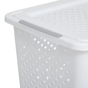 Panier à linge en plastique blanc 55L