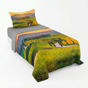 Completo lenzuola una piazza e mezza in cotone con stampa alta qualità, set letto con lenzuolo sopra, sotto con angoli e federa, morbido e traspirante per pelli sensibili, colori brillanti e durevoli, certificato OEKO-TEX, comfort quotidiano