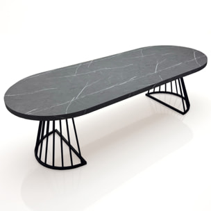 Table à manger ronde extensible Tomasucci FEAR, en MDF effet marbre gris, 110 × 110 × 76,5 cm