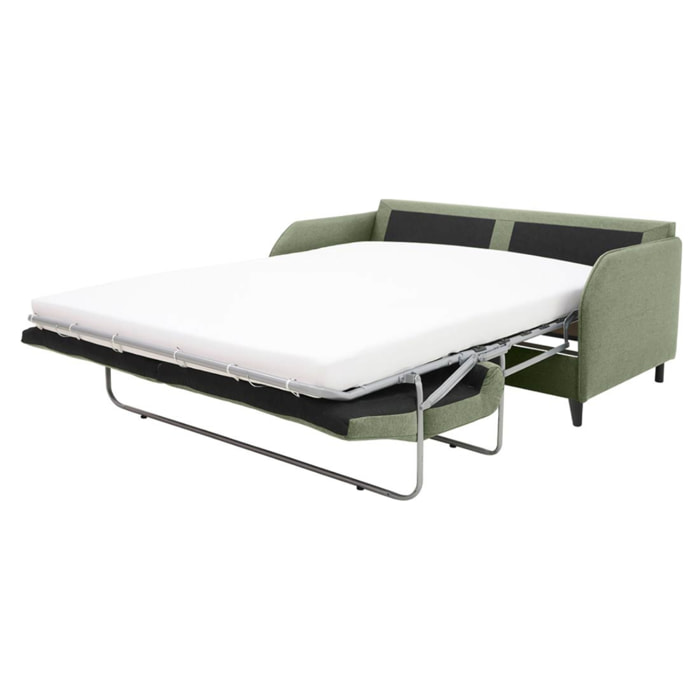 Cosmos - canapé 3 places convertible express couchage quotidien 140 cm matelas 11 cm en tissu - Vert sauge