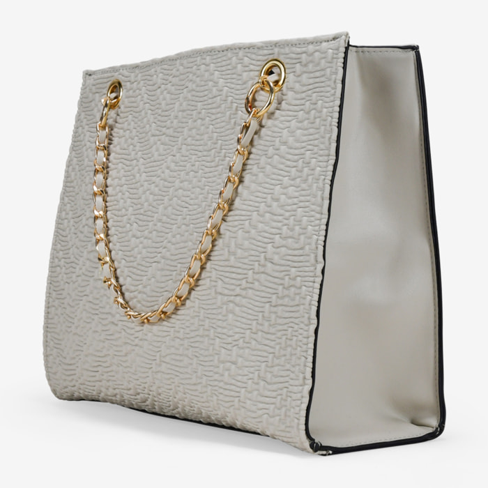 Bolso de hombro piedra con asas de cadena