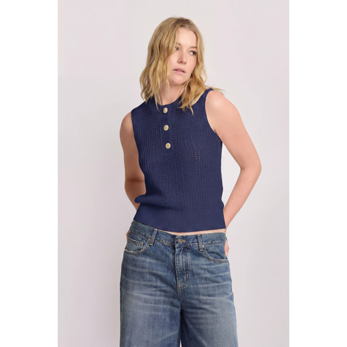 Kocca - Top in maglia lavorata Donna, Tinta unita, Girocollo
