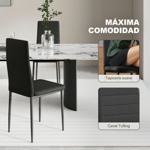 Pack de 6 Sillas de Comedor Modernas, Sillas de Cocina Tapizadas en Lino Sintético con Respaldo Alto y Patas de Metal, para Salón, Negro