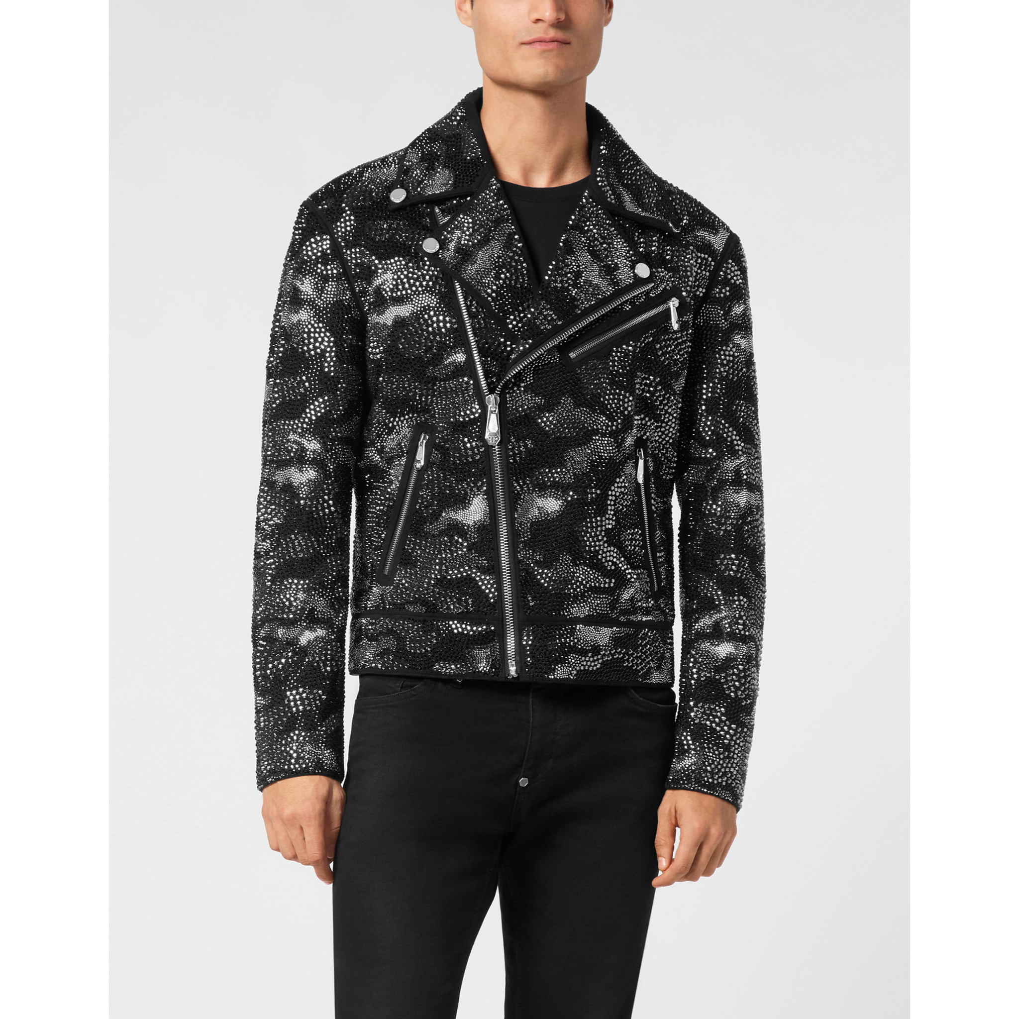 PHILIPP PLEIN Leather Jacket CAMOUFLAGE
