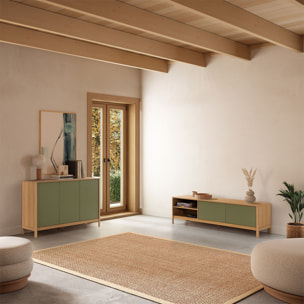 Mueble Tv Nassau 2 puertas efecto Roble/Verde