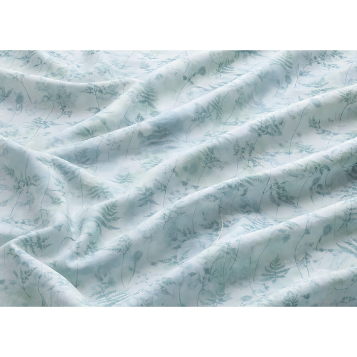 Completo Lenzuola 100% Cotone Made in Italy Fantasia Floreale Disegno Soffione Verde