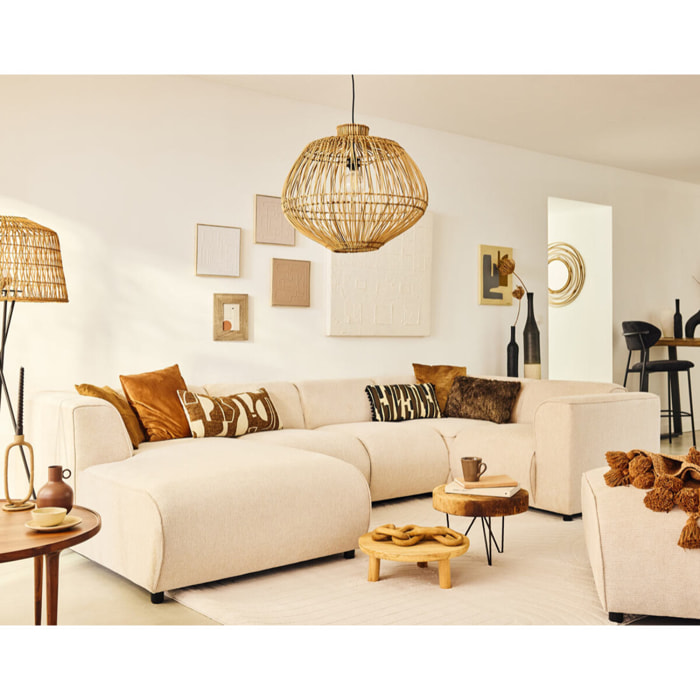 Suaro - Module d'angle réversible en tissu texturé - Beige