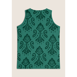 Canotta floreale svasata in jersey leggero