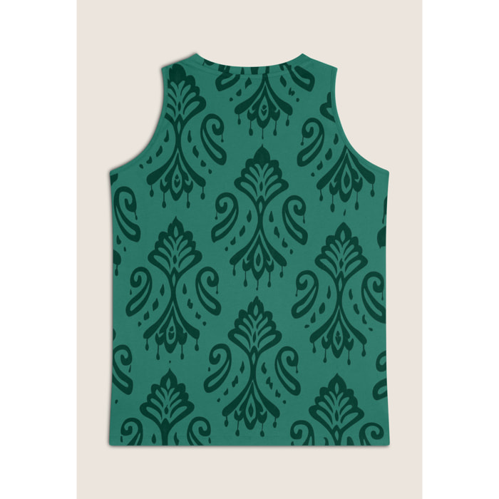 Canotta floreale svasata in jersey leggero