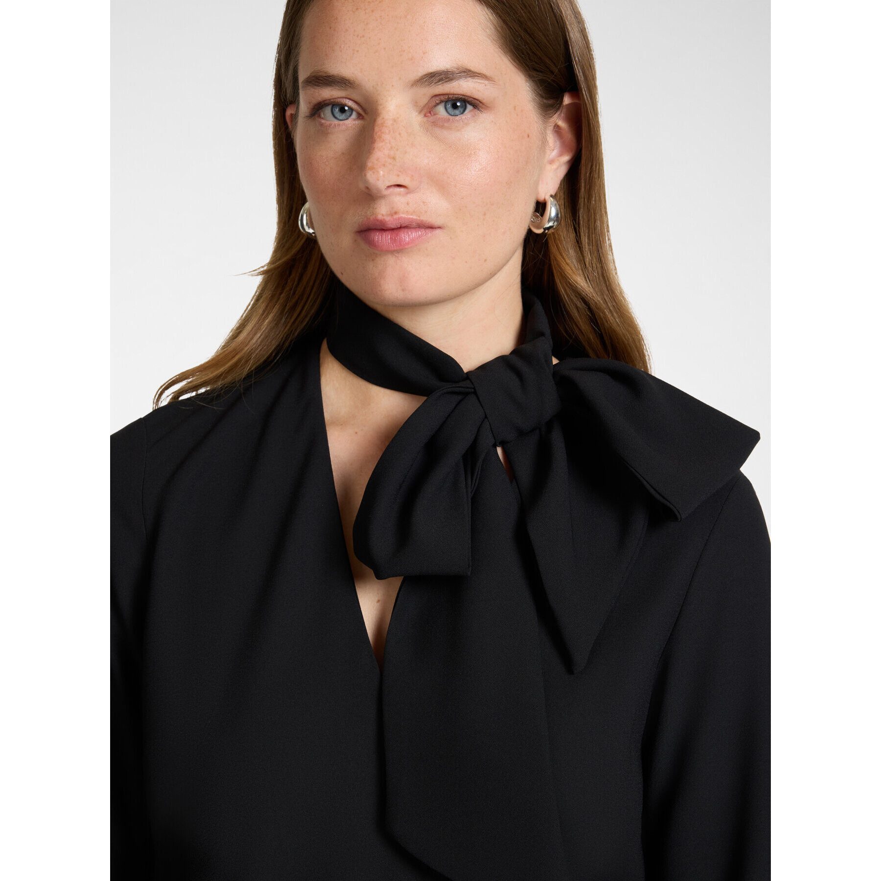 Elena Mirò - Abito lungo in crêpe enver satin - Nero