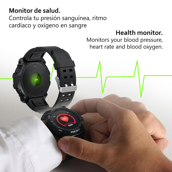 Braccialetto intelligente FD68 Bluetooth 4.0 con cardiofrequenzimetro, O2 nel sangue e pressione sanguigna. modalità sportive.