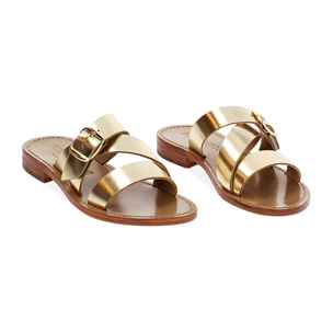 Sandales basses or en vache avec boucle