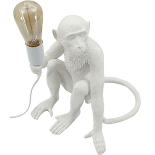 LAMPADA DA TAVOLO MONKEY SEDUTA BIANCA CM 33X33X32