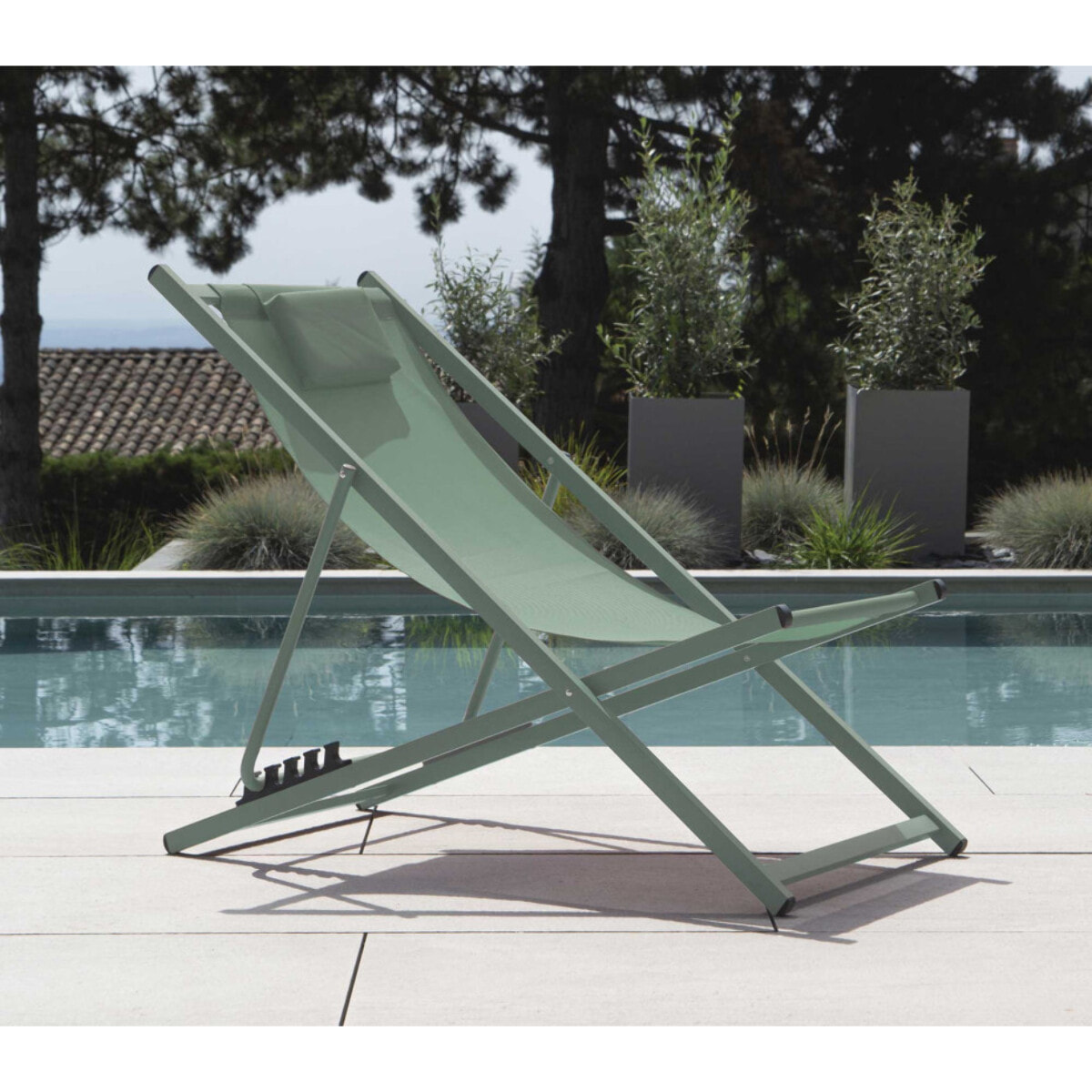 Lot de 6 chiliennes en acier - vert amande - PAROS