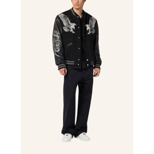 PHILIPP PLEIN Composed Varsity Bomber Tattoo Strass