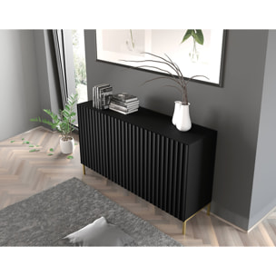 Lara - buffet bas - pieds dorés - 150 cm - Noir