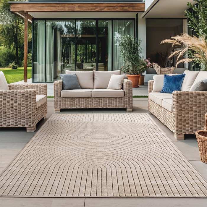 ALVORA - Tapis intérieur/extérieur beige à motif géométrique