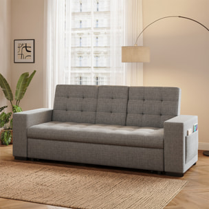Canapé convertible gris foncé avec rangements TILIA