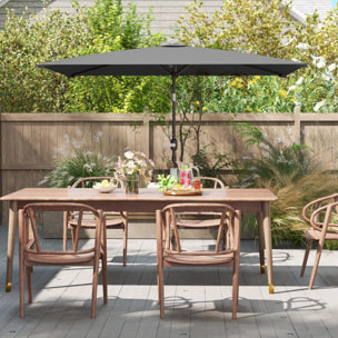 Sombrilla de Terraza Exterior, 198x294 cm, Parasol de Terraza Exterior con Ángulo Ajustable, Manivela, Mástil de Aluminio Desmontable y Anti-UV, Sombrilla para Jardín, Patio, Gris Oscuro