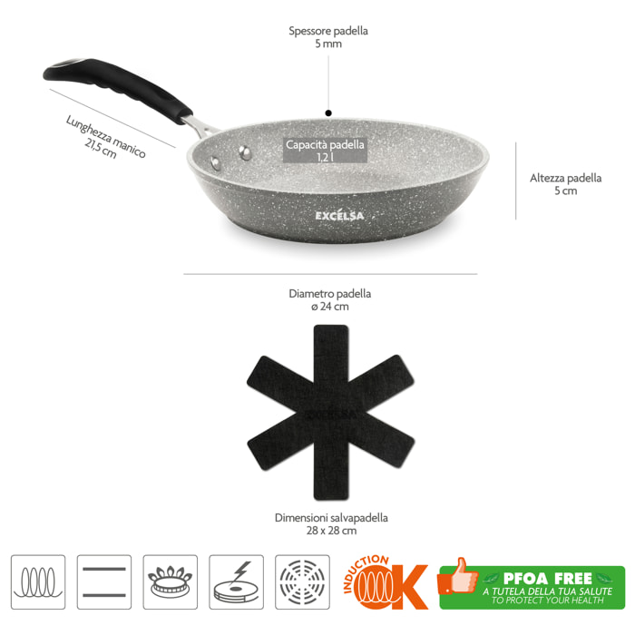 Padella 24 cm Excelsa – Forn-Ok, Alluminio Grigio