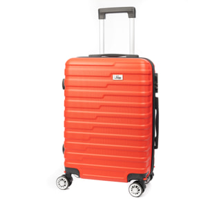 DAM Valigia da cabina Trolley in materiale leggero ABS ad alta resistenza. Chiusura numerica e 4 ruote doppie estraibili e girevoli a 360°. 37x24x56 Cm. Colore: Rosso